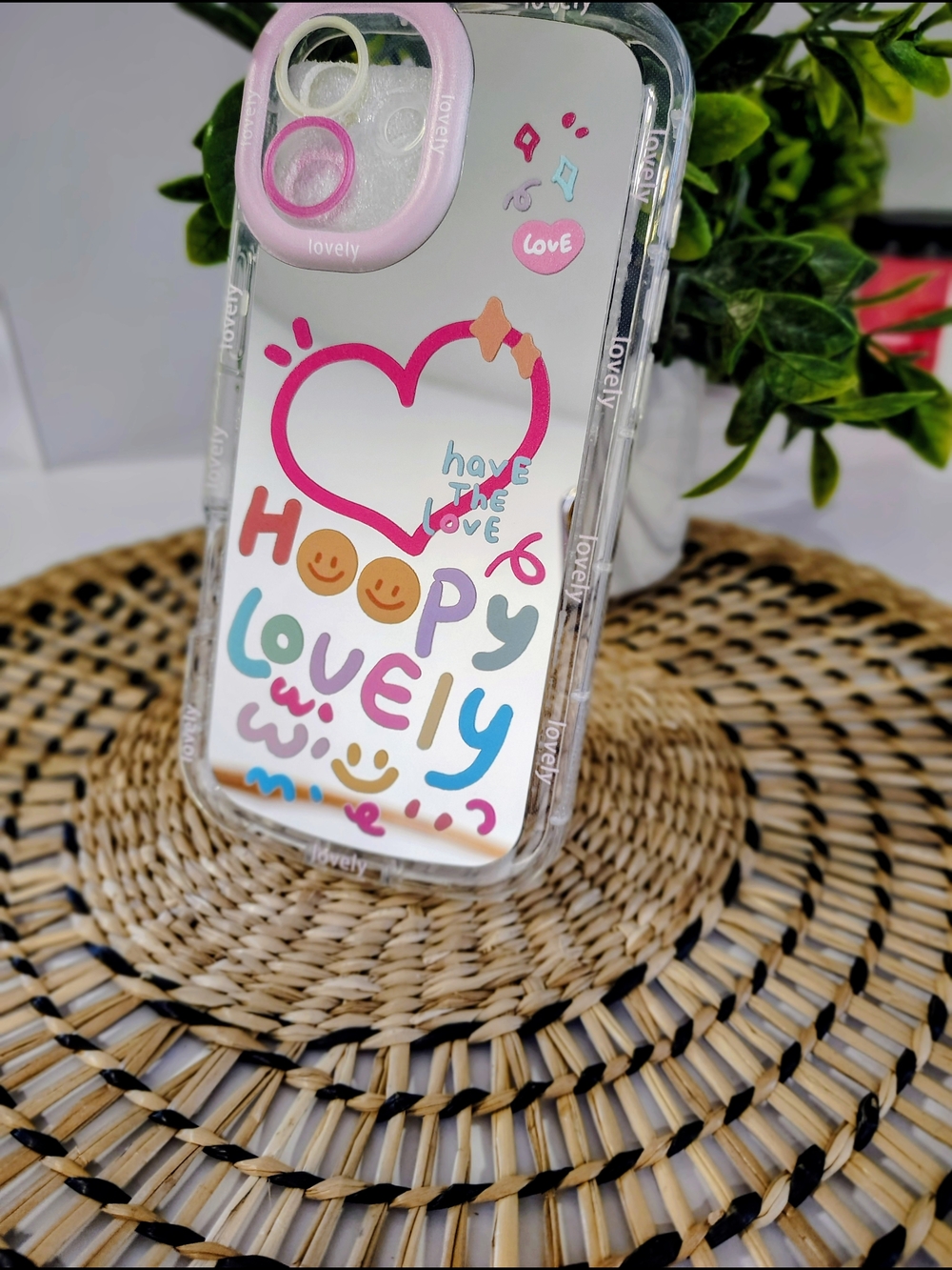 Clear Cute 'Hoopy Lovely' Pink Heart IPhone 16 Plus Case